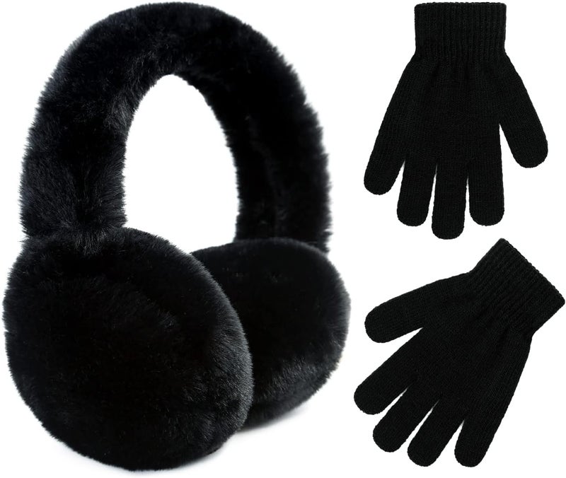 POXIMI Store Baby Warm Earmuffs Kid Magic Gloves Girl Soft Plush Ear Muffs Toddler Knit Mittens for Boy Winter Ear Warmer Set - Image 1